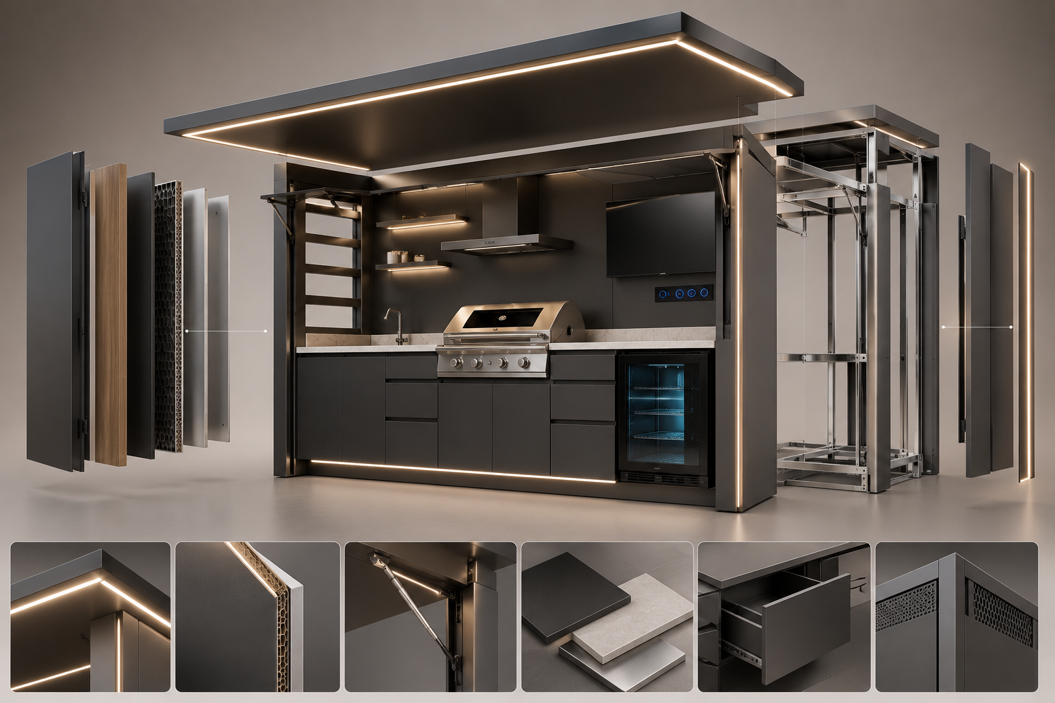 Pod interior with door raised